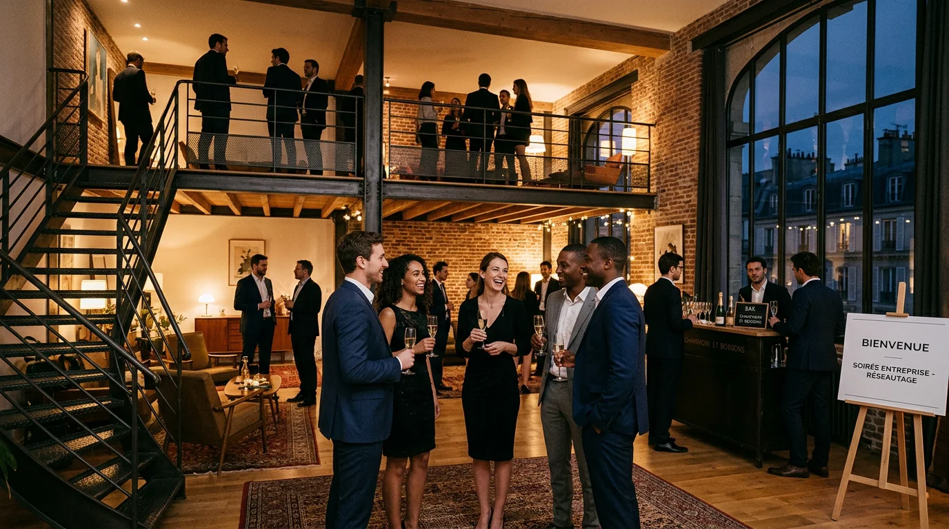 Soirée corporate privatisée dans un loft parisien