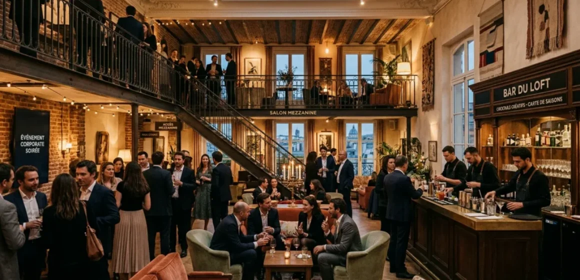 Loft événementiel haut de gamme à Paris lors d'une soirée d'entreprise