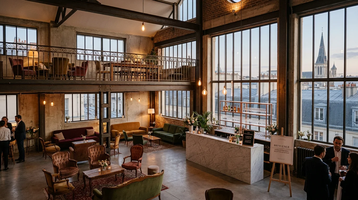 Lieu atypique pour un événement d'entreprise à Paris, loft design sur deux niveaux