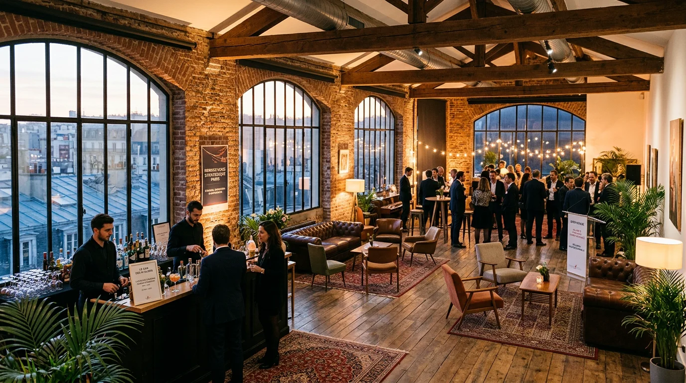 Loft événementiel design à Paris aménagé pour une soirée corporate