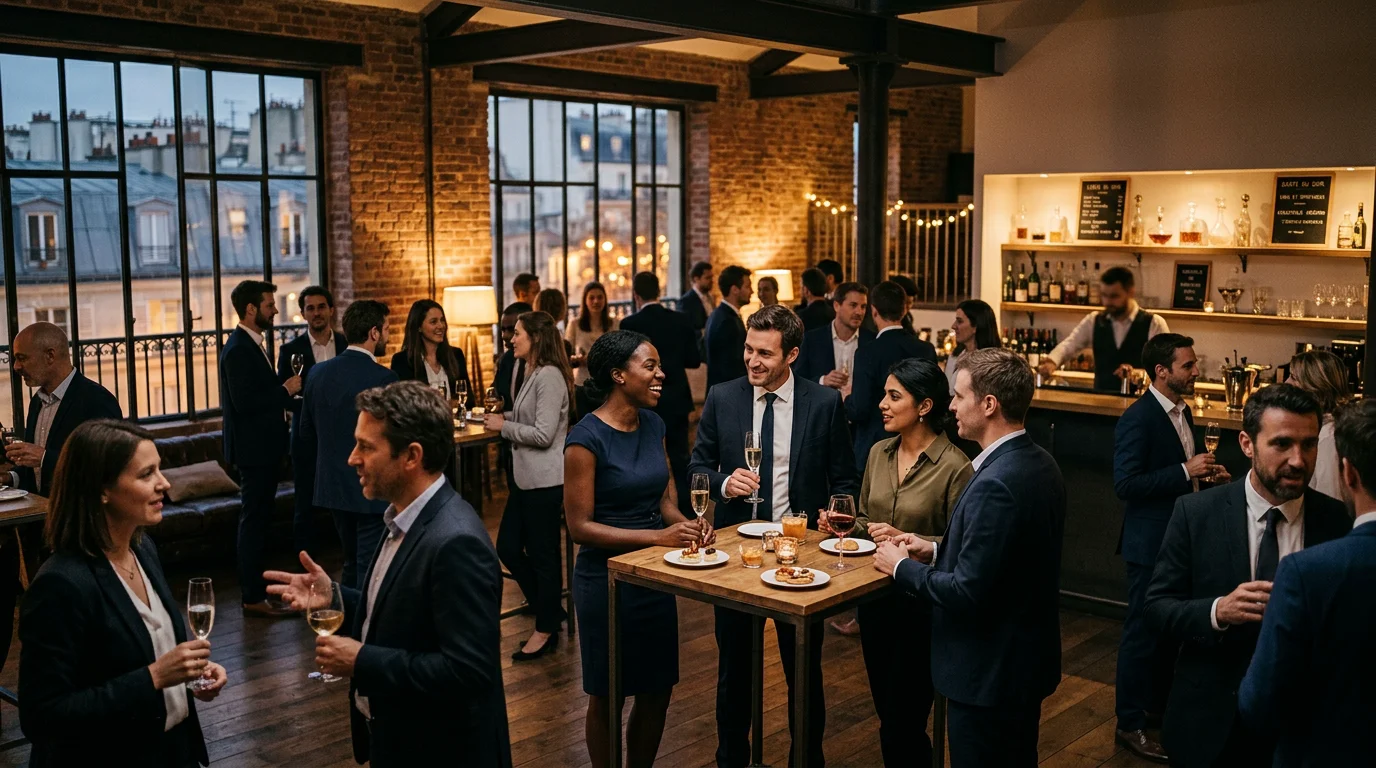 Soirée corporate premium dans un loft parisien avec bar privé