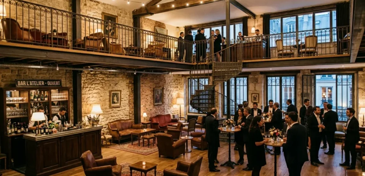 Salle d'événement design et immersive sur deux niveaux à Paris