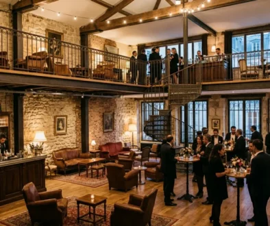 Salle d'événement design et immersive sur deux niveaux à Paris