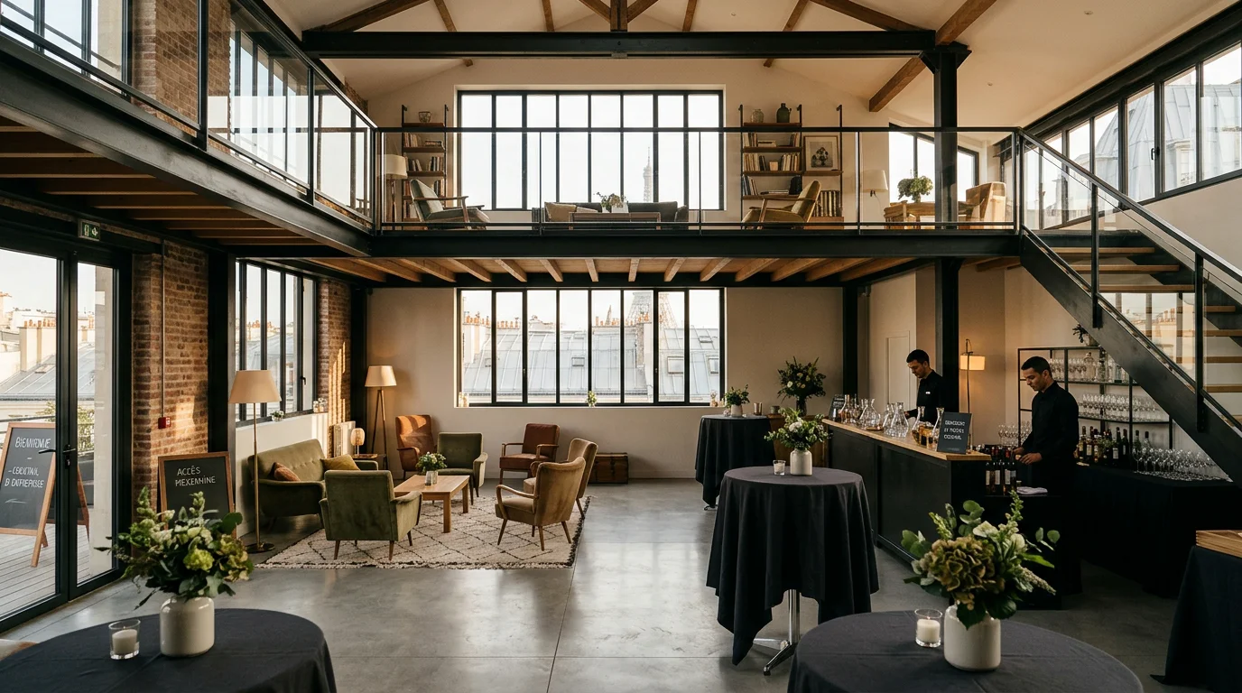 Loft événementiel design sur deux niveaux à Paris