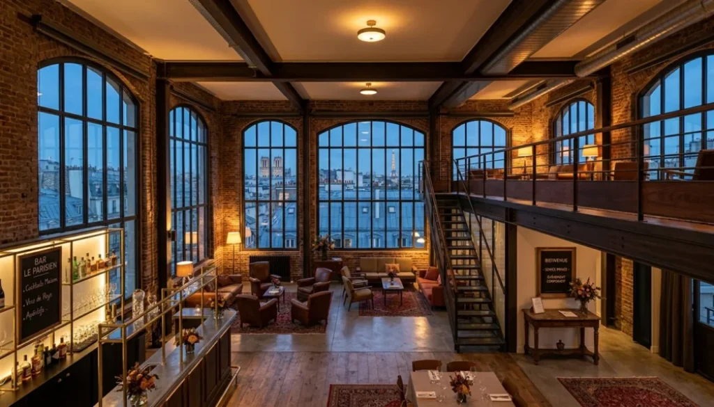 Loft événementiel immersif à Paris prêt pour une soirée d'entreprise