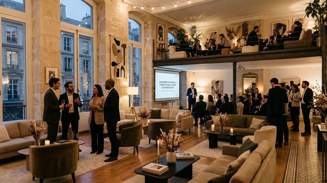 Espace événementiel modulable à Paris aménagé pour un lancement de produit