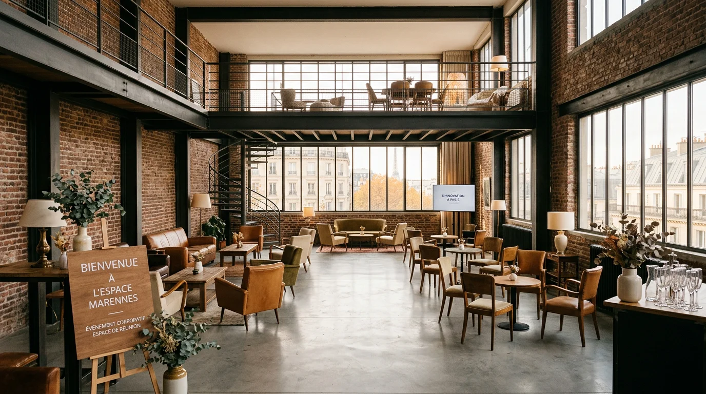 Loft design parisien sur deux niveaux aménagé pour un événement d'entreprise