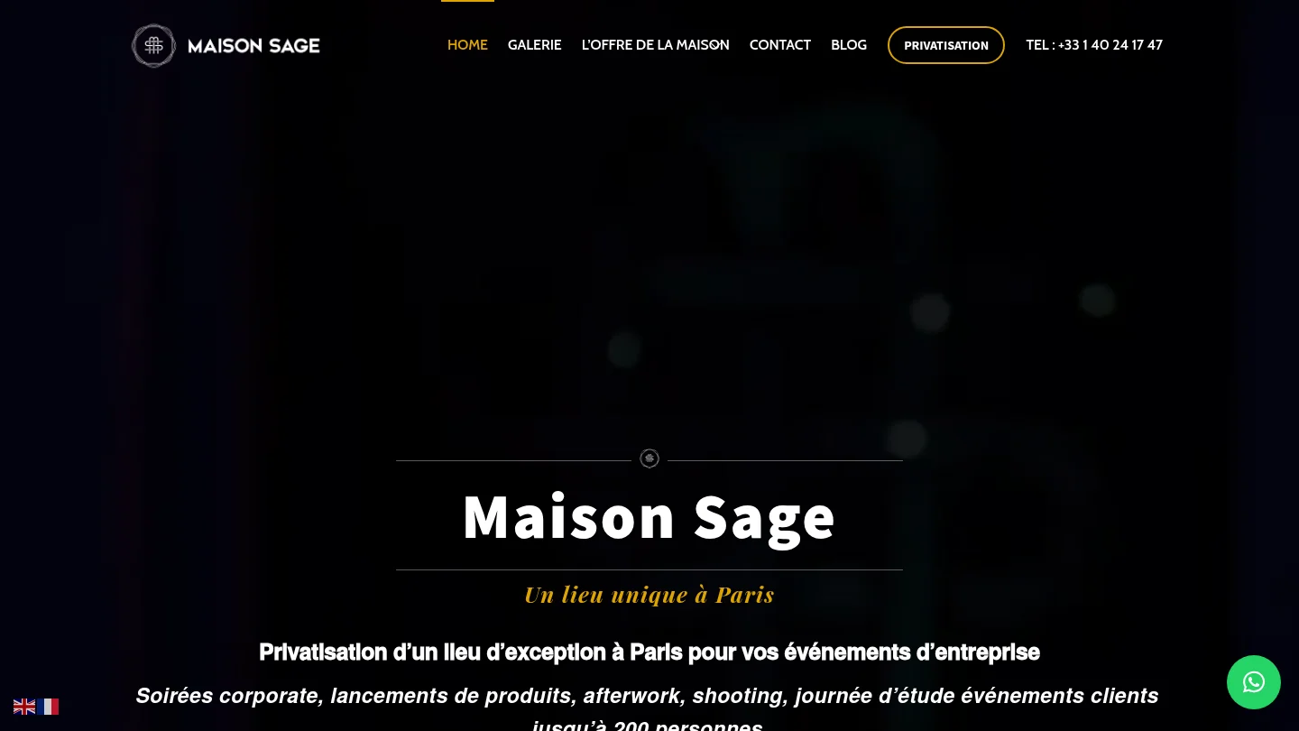 Capture de la page d’accueil de Maison Sage