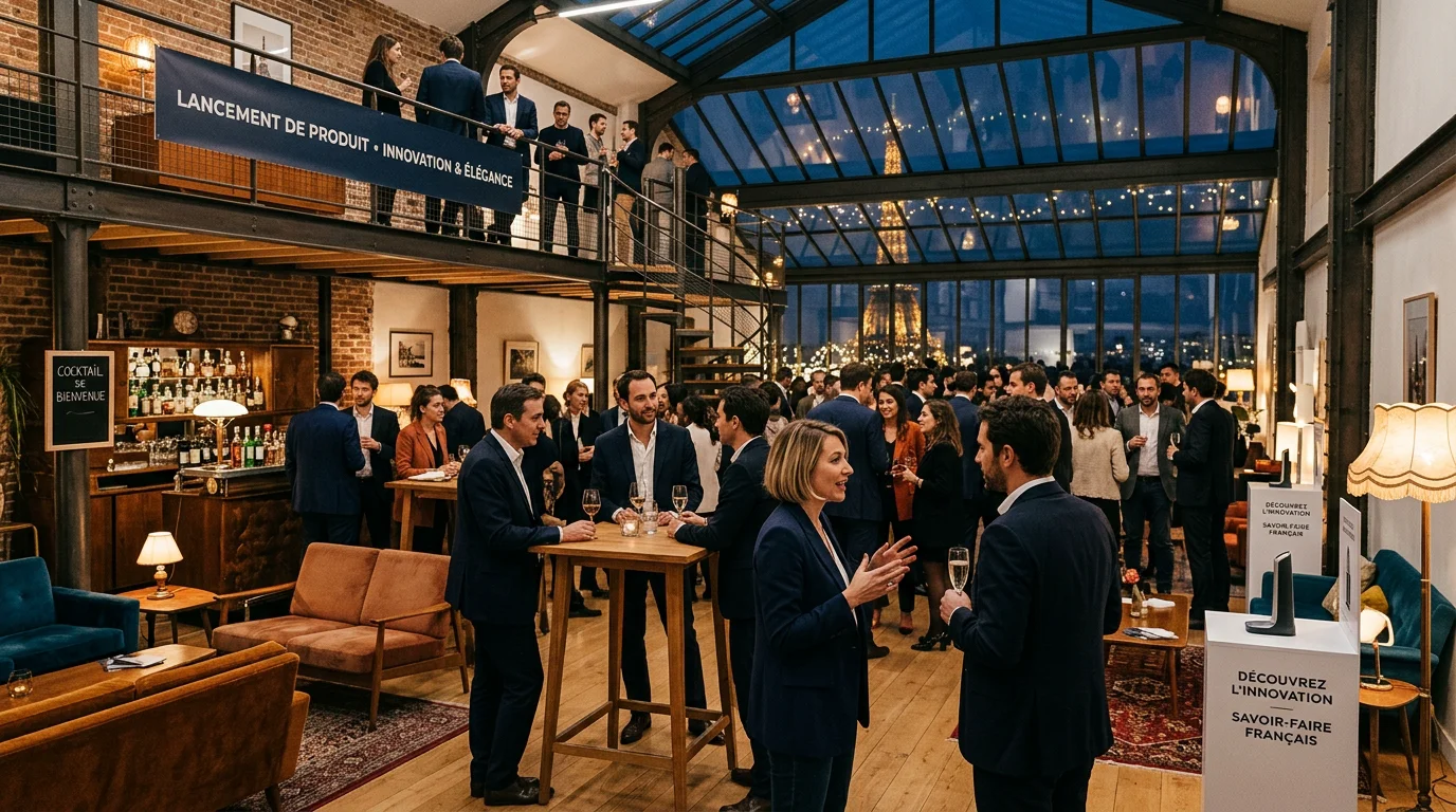 Lancement de produit dans un loft événementiel parisien sur deux niveaux