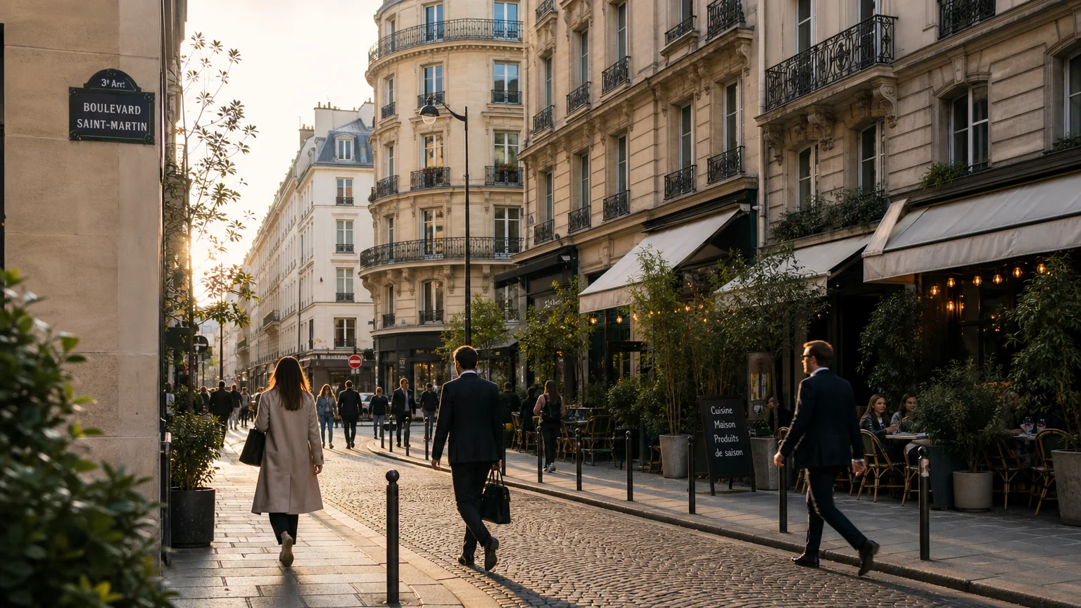 Rue élégante du Marais à Paris propice à un événement d'entreprise