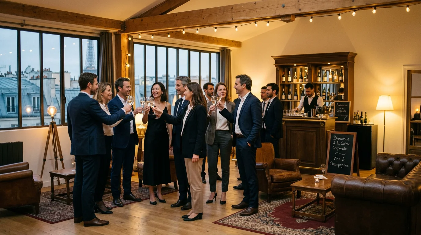 Soirée d'entreprise élégante dans un loft parisien privatisé