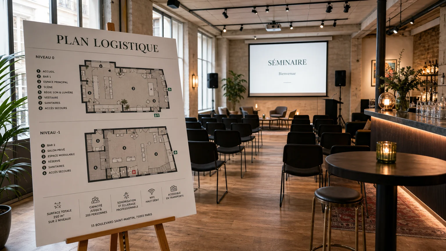 Espace de seminaire parisien equipe et prepare pour un evenement d'entreprise