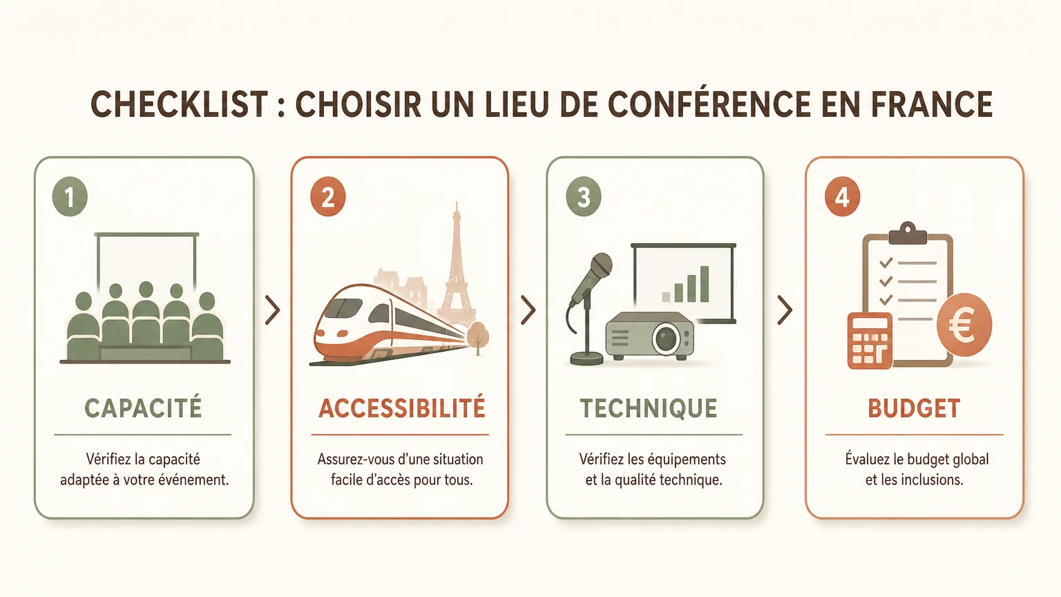 Checklist des critères pour choisir une salle de conférence