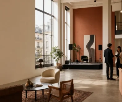 Loft parisien lumineux préparé pour un événement professionnel