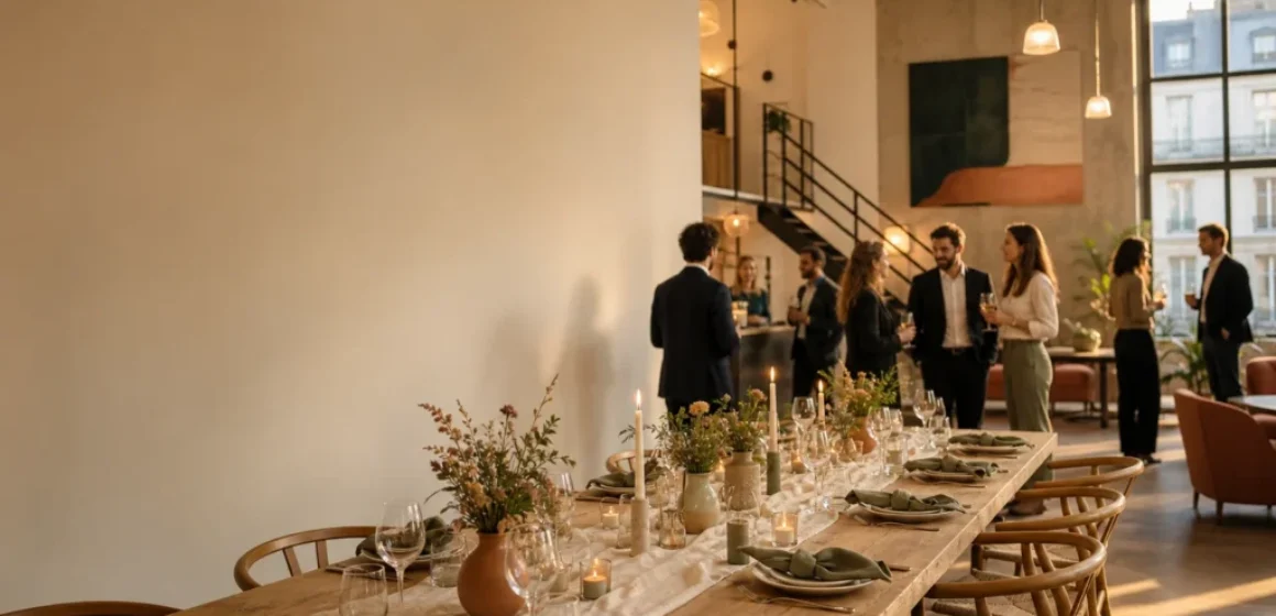 Dîner d’entreprise élégant dans un loft parisien
