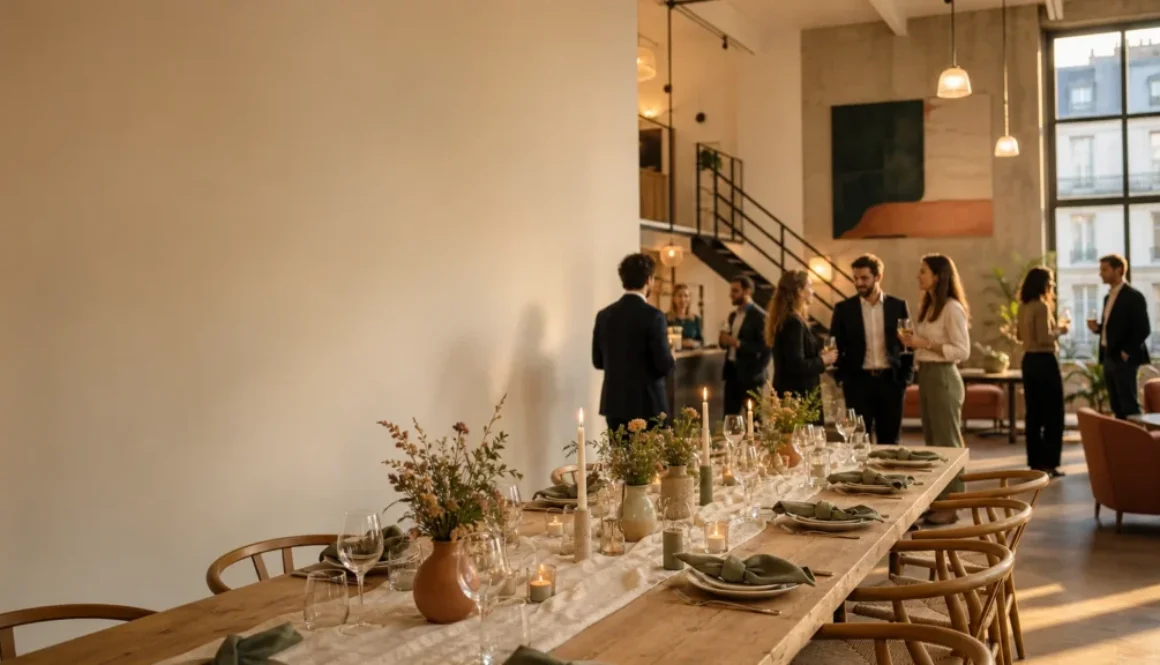 Dîner d’entreprise élégant dans un loft parisien