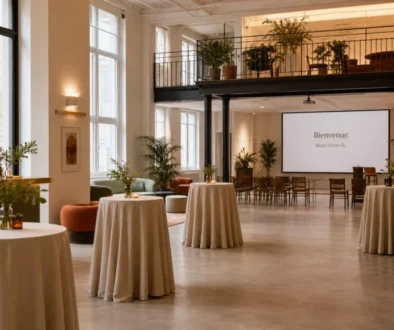 Loft événementiel privatisable aménagé pour une réception professionnelle à Paris