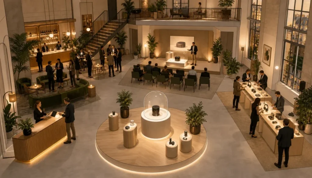 Loft parisien modulable aménagé pour un lancement de produit